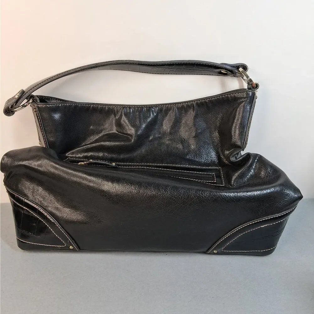 Liz‎ Claiborne Slouchy Hobo Shoulder Bag Purse Black Faux Leather